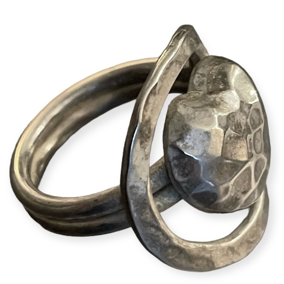 Hammered Heart Ring Silver Tone Size 8 Artsy Artisan Ethnic Love Relationship - Picture 2 of 12